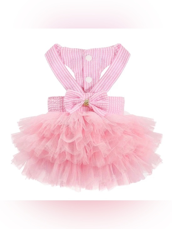 Other - Boutique Pink Tulle Ruffle Pet Dress with Bow